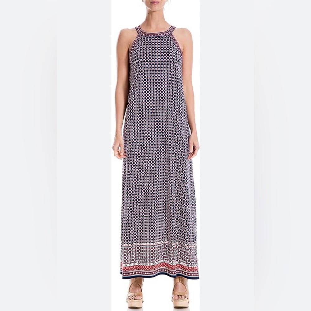 Max Studio Geometric Print Jersey Sleeveless Maxi Dress Size XS